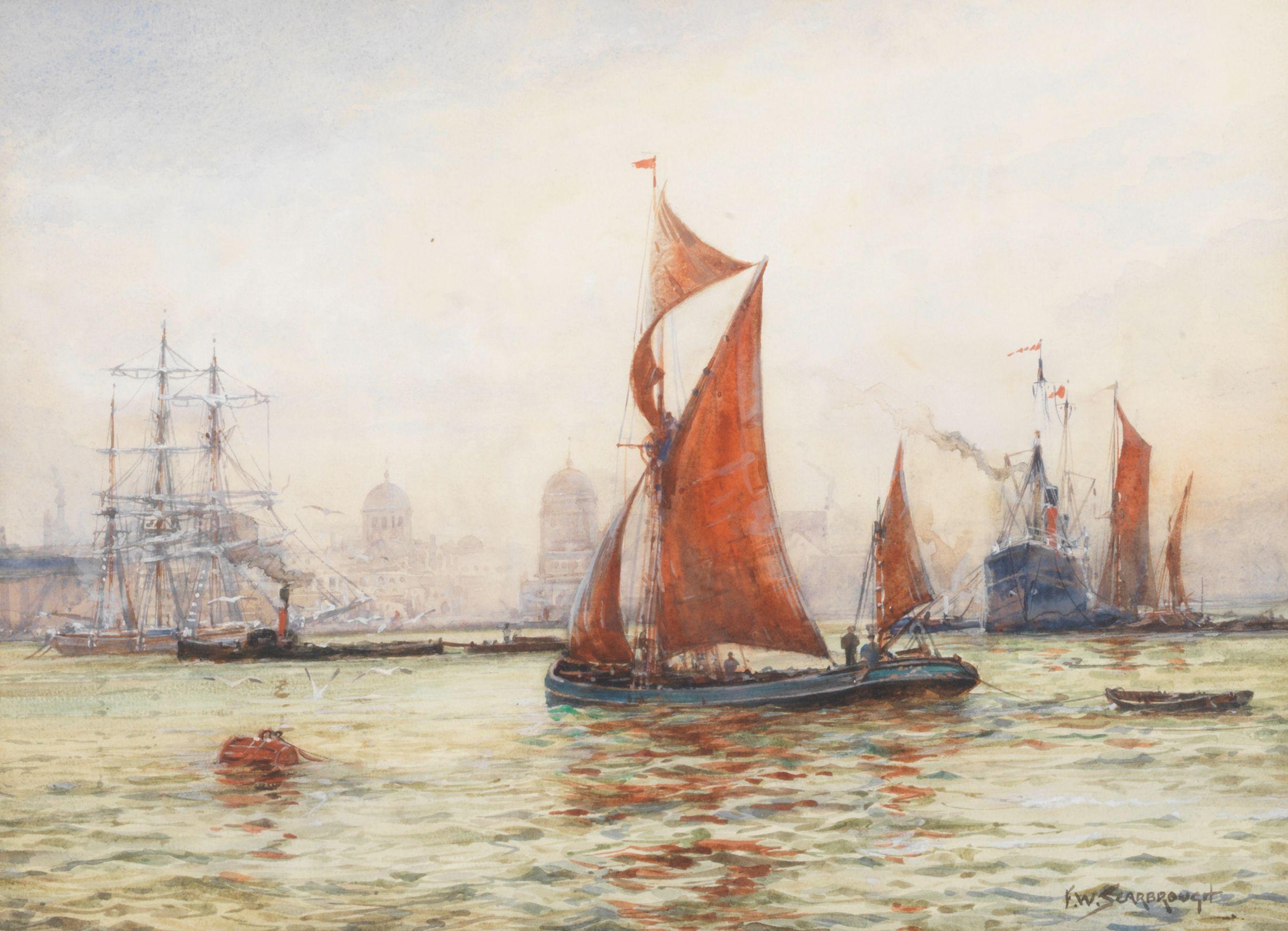 Frederick William Scarbrough - Boats on the Thames at Greenwich