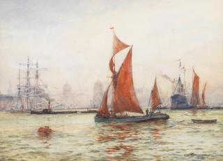 Frederick William Scarbrough - Boats on the Thames at Greenwich