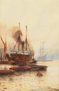 Frederick William Scarbrough - \'Unloading, Port of London\'