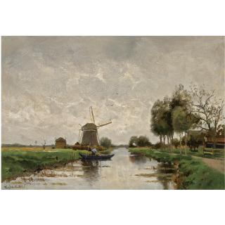 Fredericus Jacobus van Rossum du Chattel - Dutch Boating In A Polder Landscape