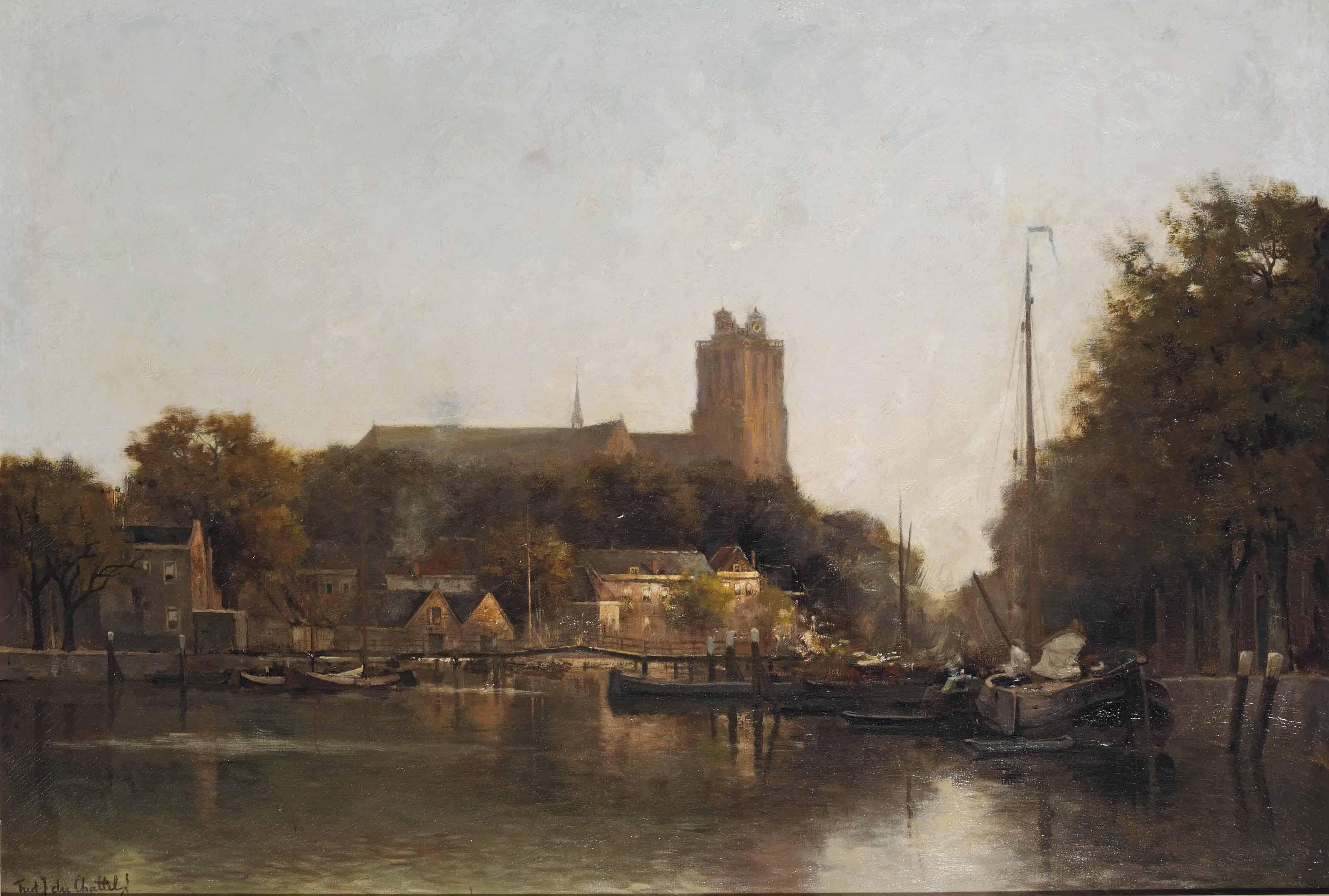 Fredericus Jacobus Van Rossum Du Chattel - The Nieuwe Haven with the Grote Kerk, Dordrecht