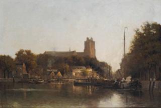 Fredericus Jacobus Van Rossum Du Chattel - The Nieuwe Haven with the Grote Kerk, Dordrecht