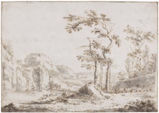 Frederik De Moucheron - An Italianate Landscape With A Herd Of Cows Breasting A Rise