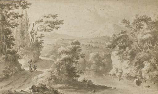 Frederik De Moucheron - Travellers in an extensive landscape