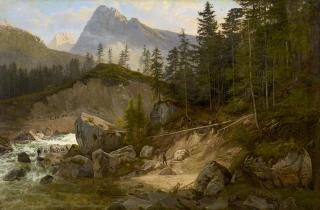 Frederik Hansen Sødring - Parti ved Hintersee i Tyrol, Studie efter Naturen