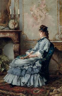 Frederik Hendrik Kaemmerer - A seated girl in an elegant blue dress