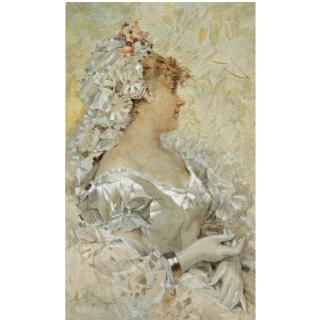 Frederik Hendrik Kaemmerer - Dutch An Elegant Beauty In A White Dress