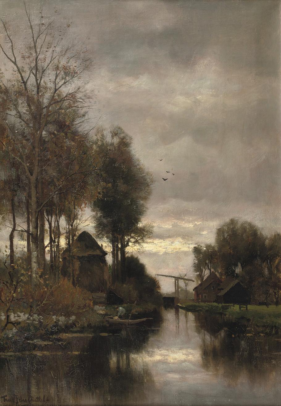 Frederik Jacobus van Rossum du Chattel - Along A Stream On An Afternoon In Autumn