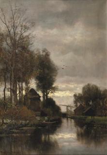 Frederik Jacobus van Rossum du Chattel - Along A Stream On An Afternoon In Autumn