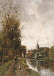 Frederik Jacobus van Rossum du Chattel - Houses along a river