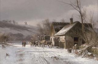 Frederik Niels Martin Rohde - Shoeing a horse at the blacksmith\'s