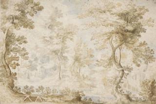 Frederik van Valckenborch - A Wooded Landscape With A River And Farm Buildings Beyond