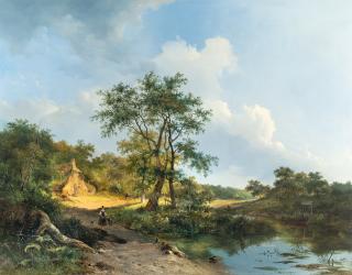 Fredrik Marianus Kruseman - Holländische Landschaft mit Bauernhaus