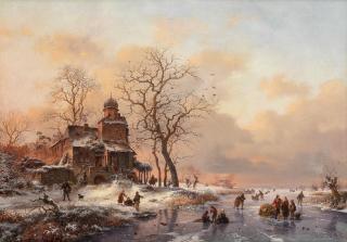 Fredrik Marinus Kruseman - Winter Scene With Figures Skating