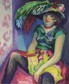 Freek Van Den Berg - Seated girl with hat