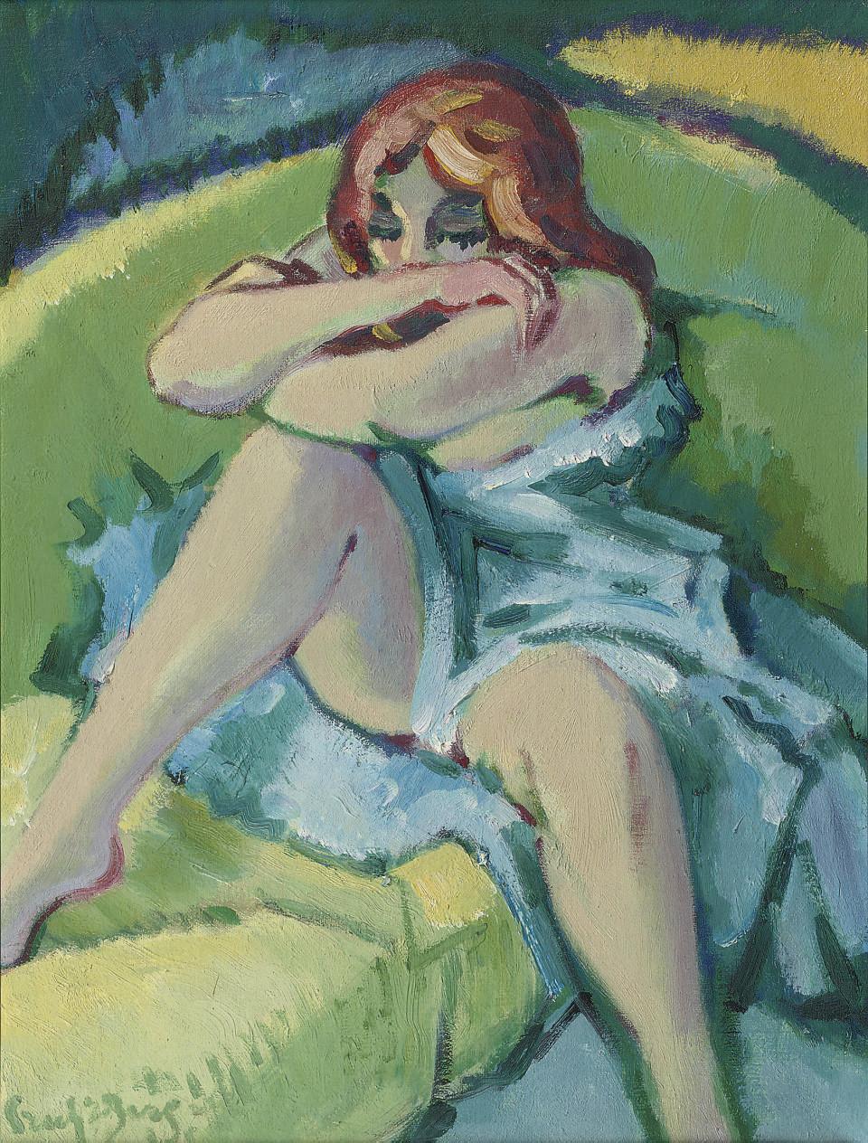 Freek van den Berg - Seated redhaired girl