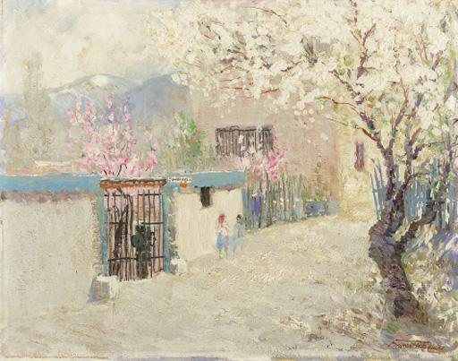 Fremont F. Ellis - Blossoming Tree on Canyon Road