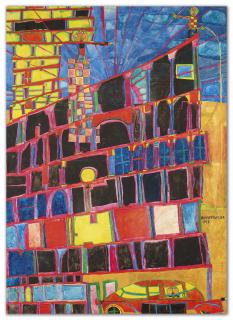 Friedensreich Hundertwasser - Arcade house with yellow tower