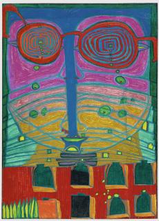 Friedensreich Hundertwasser - Bebrillter Mann Mit Hausrock (Man With Spectacles In A Housecoat)