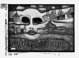 Friedensreich Hundertwasser - Irinaland over the Balkans, Plate 7 from Look at it on a Rainy Day (The Regentag Portfolio) (K. 50)