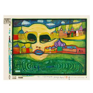 Friedensreich Hundertwasser - Irinalandover the Balkans, pl. 7, from Look at it on a Rainy day