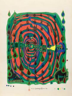 Friedensreich Hundertwasser - Sad not so sad is rainshine aus: Rainday on a rainy day