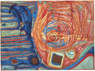 Friedensreich Hundertwasser - Soleil enjolivé par les symptômes de la maladie (The Symptoms of the Illness Beautify the Sun)