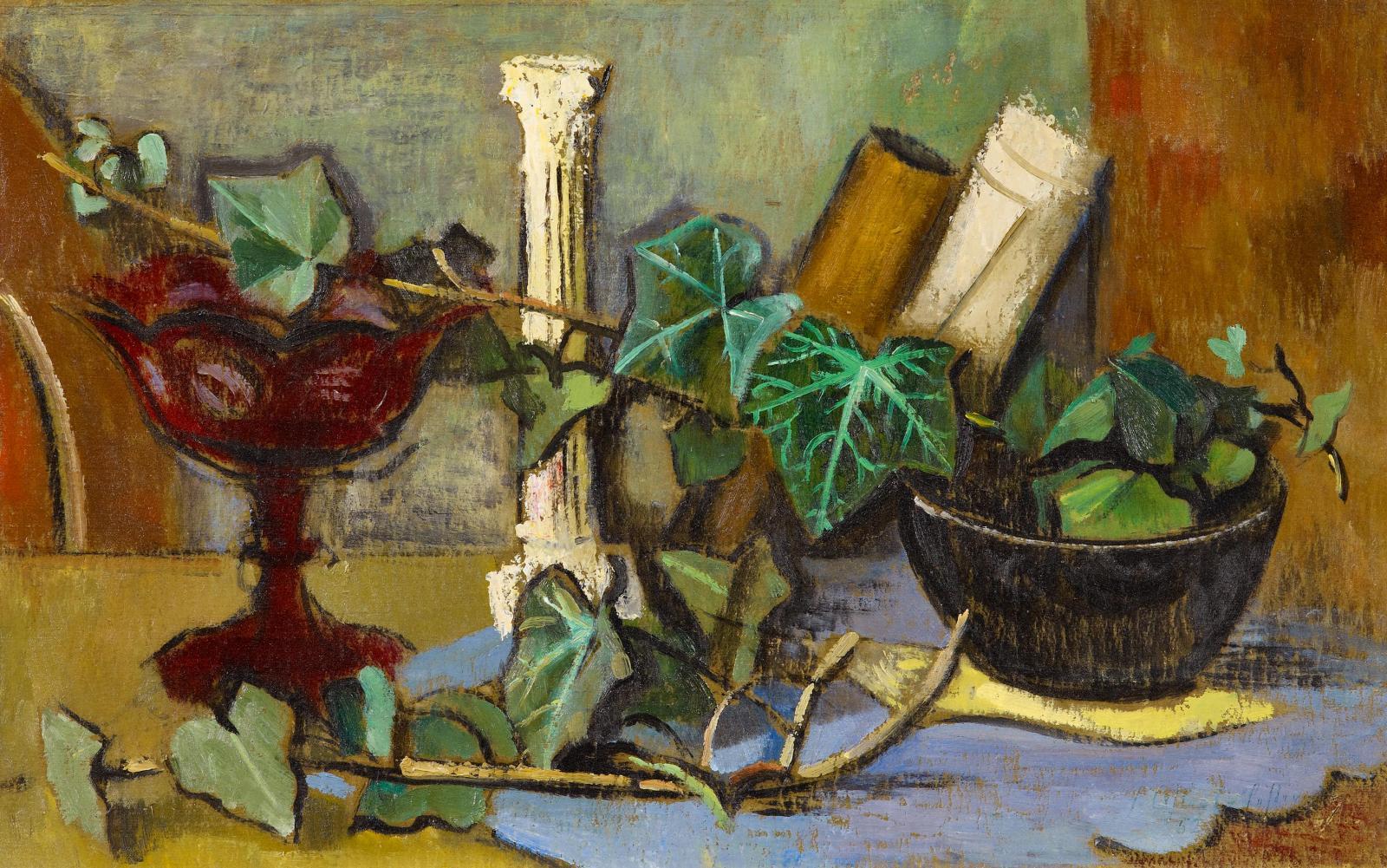 Friedrich Ahlers-Hestermann - Stillleben mit Säule und Efeu