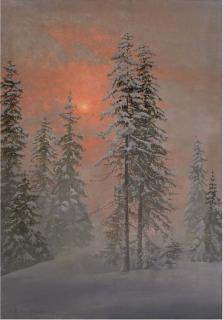 Friedrich Albin Koko-Micoletzky - Sunset over a winter forest
