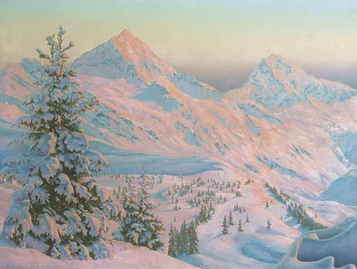 Friedrich Albin Koko-Mikoletzky - Sunlit Alpine landscape