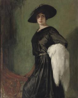 Friedrich August Kaulbach - Portrait of the actress Hanna Ralph (1885-1978), standing three-quarter-length holding a white shawl