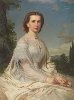 Friedrich August Schlegel - Porträt einer Dame vor weiter Landschaft.