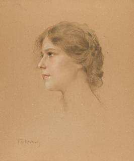 Friedrich August von Kaulbach - Porträt einer jungen Frau im Profil