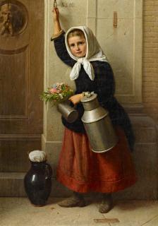 Friedrich Boser - Das rheinische Milchmädchen als Gratulantin