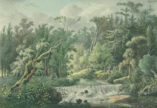 Friedrich Christian Klass - Parklandschaft mit Kaskade.