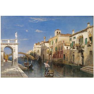 Friedrich Ernst Morgenstern - German Gondolas On A Canal, Venice