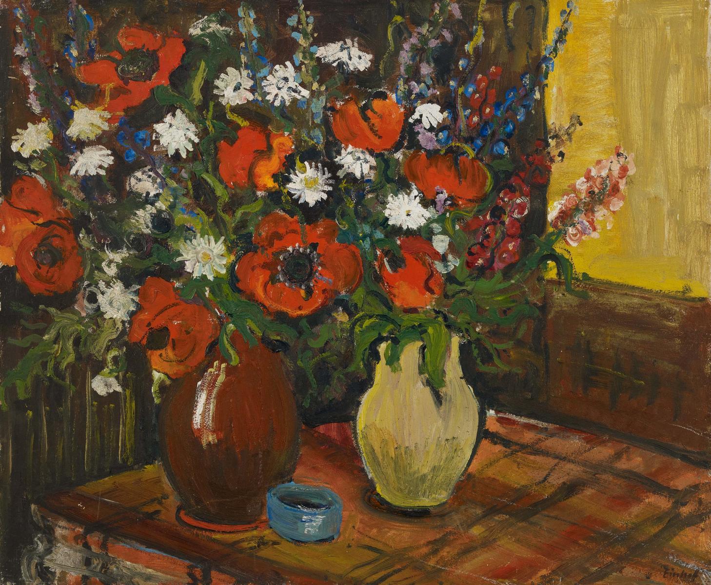 Friedrich G. Einhoff - Zwei Vasen mit Sommerblumen