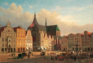 Friedrich Jentzen - Der alte Marktplatz von Rostock.
