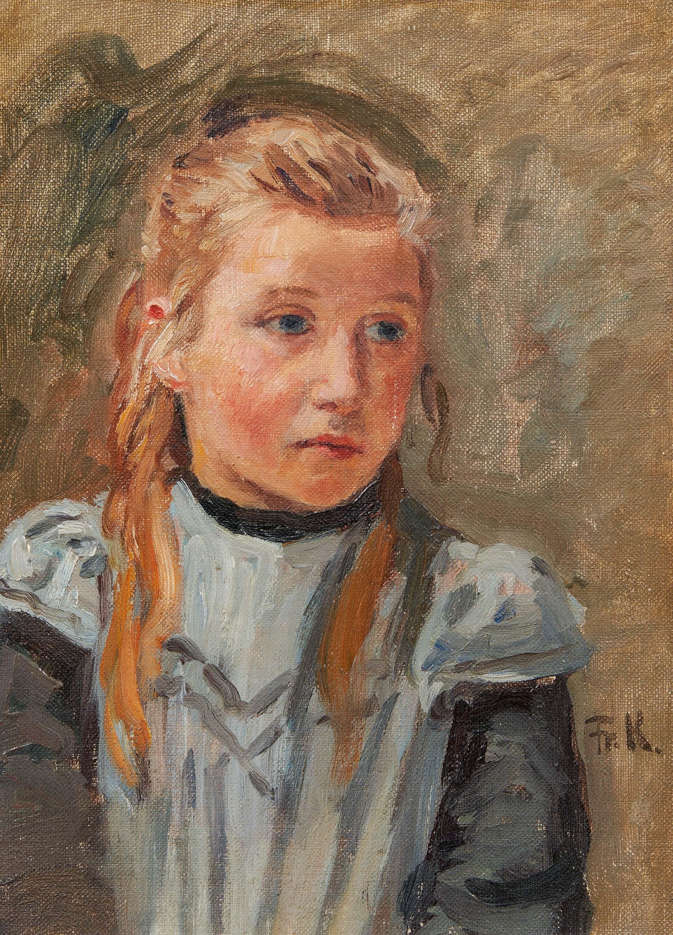Friedrich Kallmorgen - Mädchen in dunkelblauer Bluse.