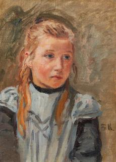 Friedrich Kallmorgen - Mädchen in dunkelblauer Bluse.