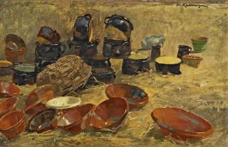 Friedrich Kallmorgen - Stillleben mit Töpferware.