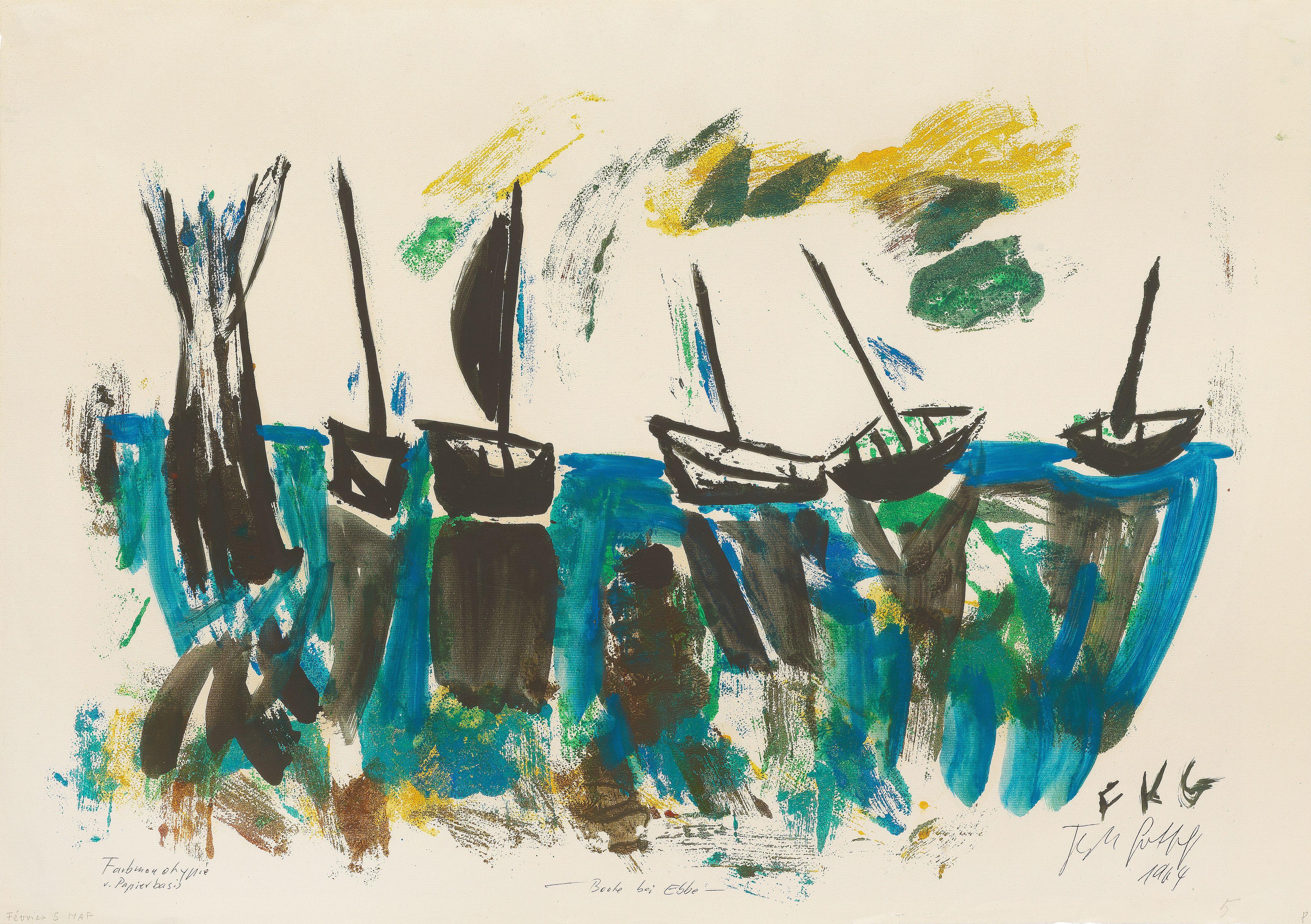 Friedrich Karl Gotsch - Boote bei Ebbe