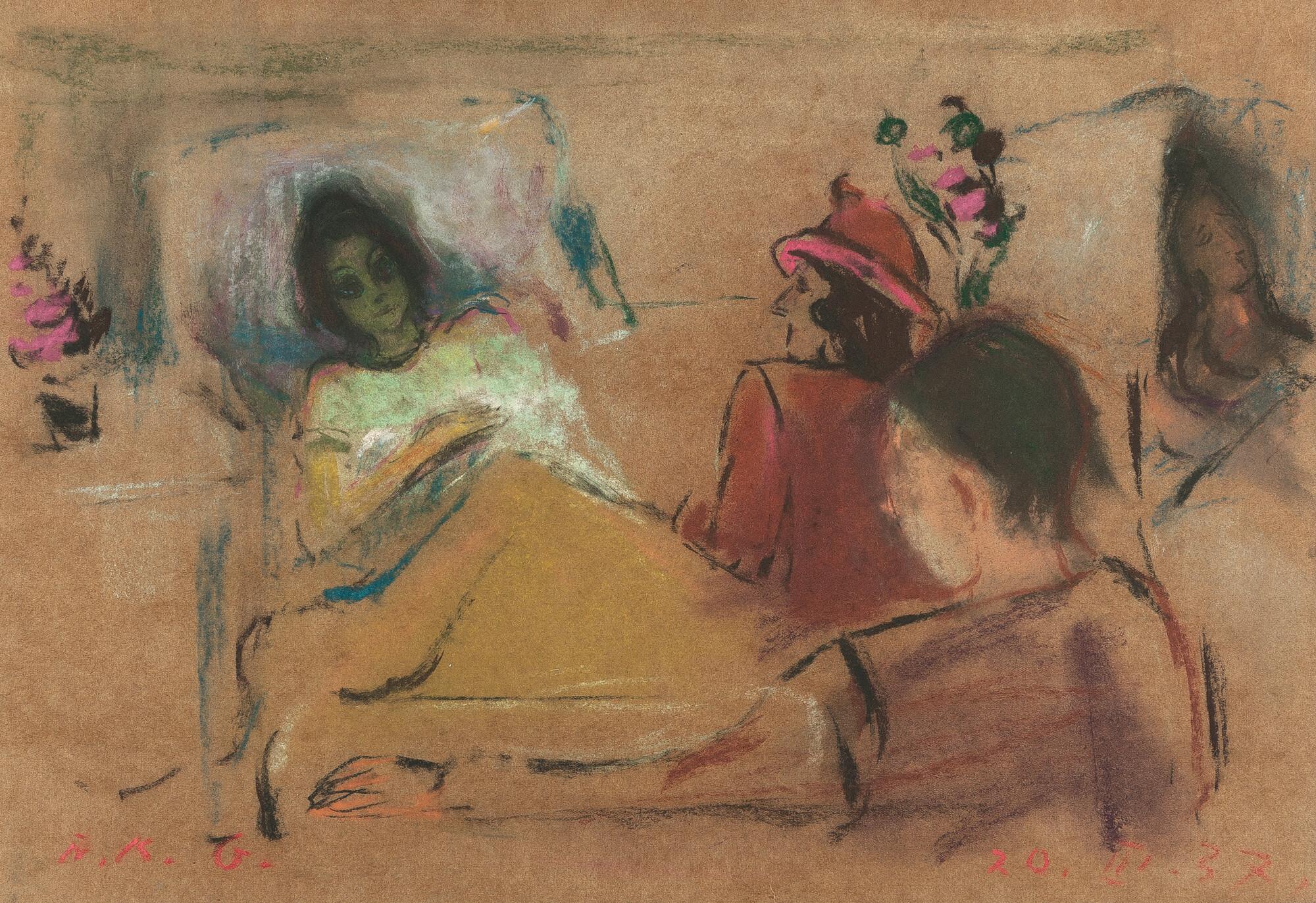 Friedrich Karl Gotsch - Ohne Titel (Besuch am Krankenbett)