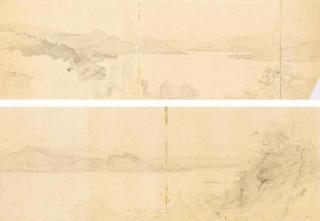 Friedrich Loos - Zwei Zeichnungen mit Ansichten des Lago Maggiore