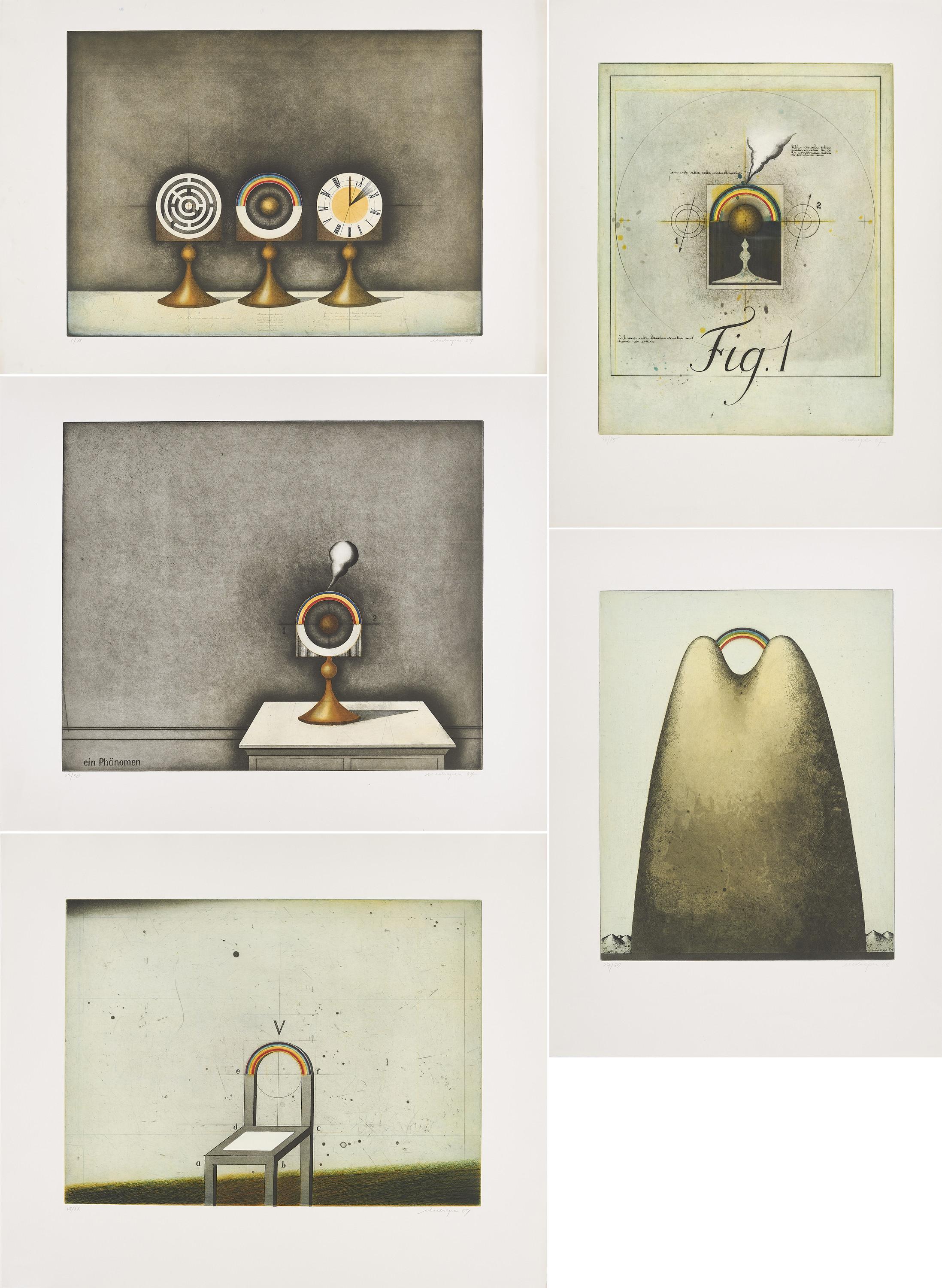 Friedrich Meckseper - Konvolut von 5 Farbradierungen.