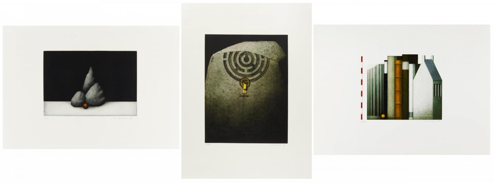 Friedrich Meckseper - Konvolut von drei Farbaquatinten.