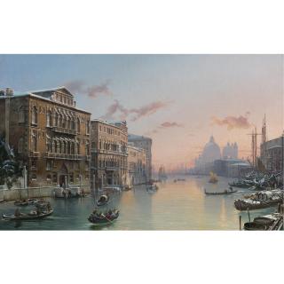 Friedrich Nerly - A Winter View Of The Grand Canal, Venice, From The Palazzo Cavalli-Franchetti Towards Santa Maria Della Salute