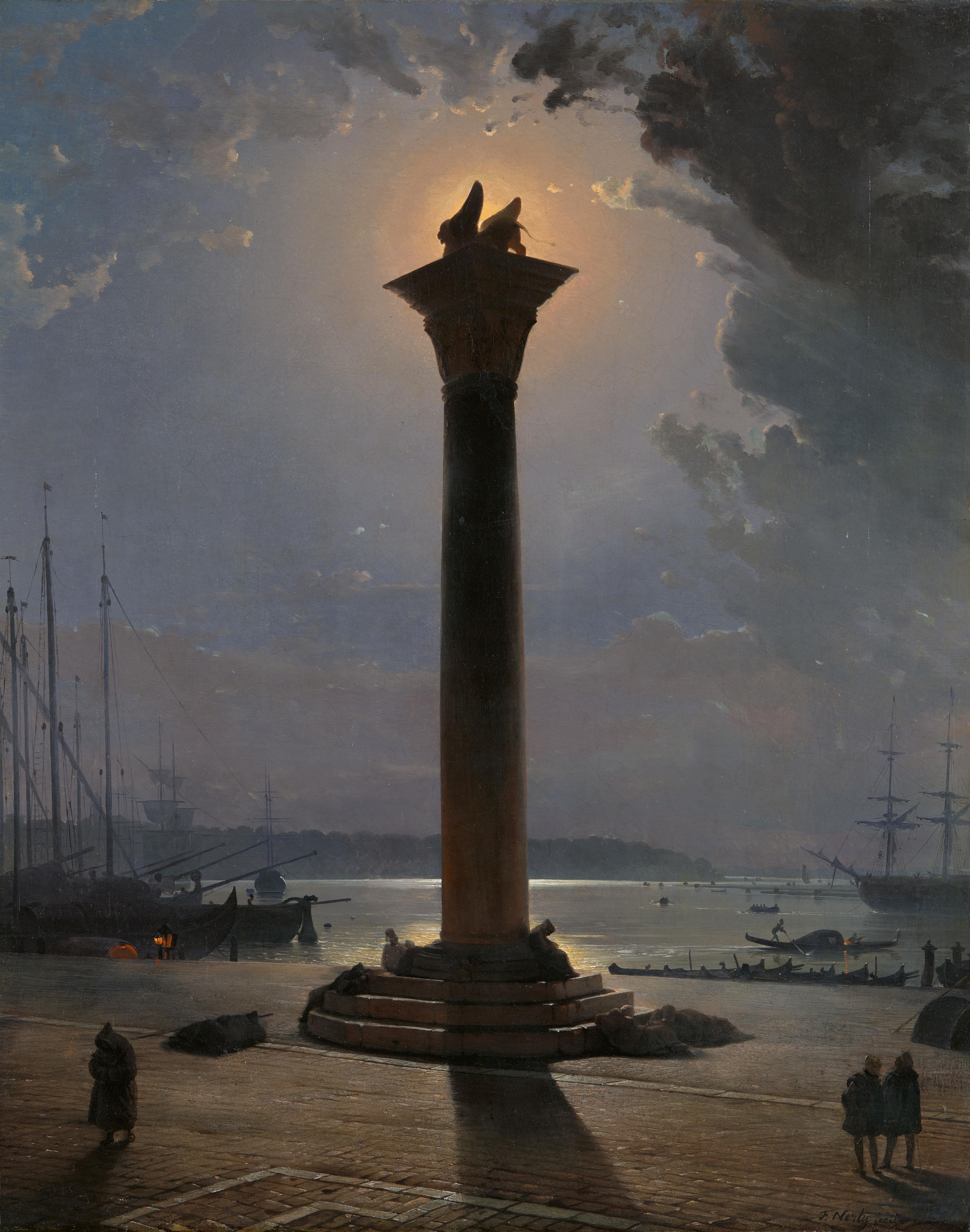 Friedrich Nerly - Die Piazzetta in Venedig bei Mondschein