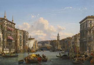 Friedrich Nerly - German a View Of The Grand Canal Looking Towards The Rialto Bridge, Venice