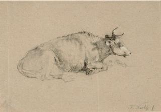Friedrich Nerly - Studie einer liegenden Kuh.
